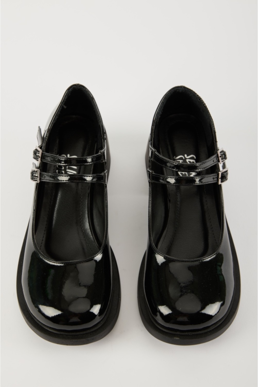 Selin Shoes Sandy Çift Bantlı Rugan Kadın Loafer- Kahve Rugan görsel 3