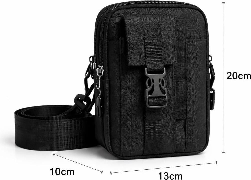 Die Grup Siyah Unisex Telefon Bölmeli Taktik Çapraz Bel Çanta Göğüs Seyahet Günlük Bodybag Freebag Slingbag görsel 3