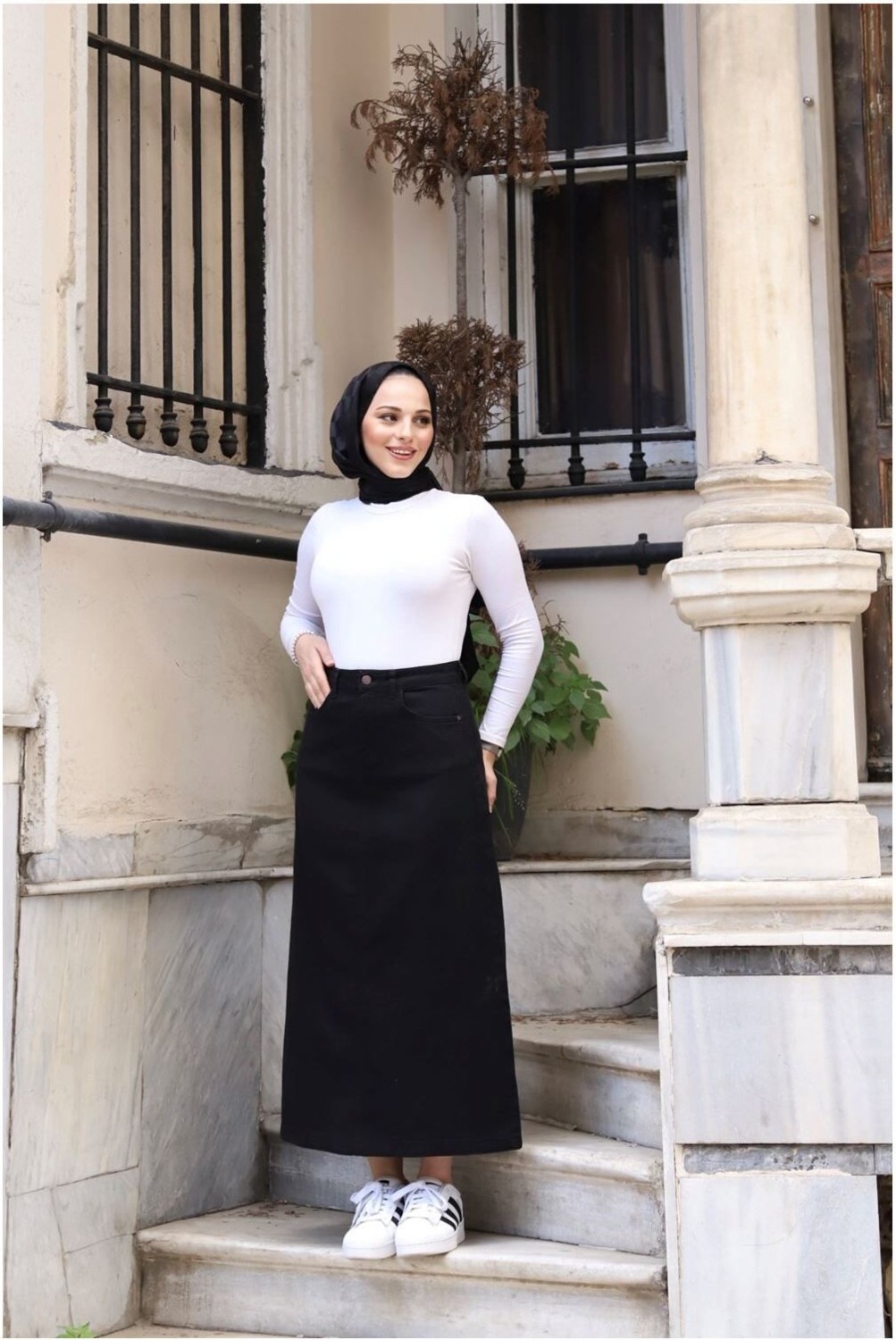 Vellichor Haki Tesettür Etek %100 Pamuk Doğal Kumaş 90 Cm Uzunluk 76 Cm Bel Ölçüsü