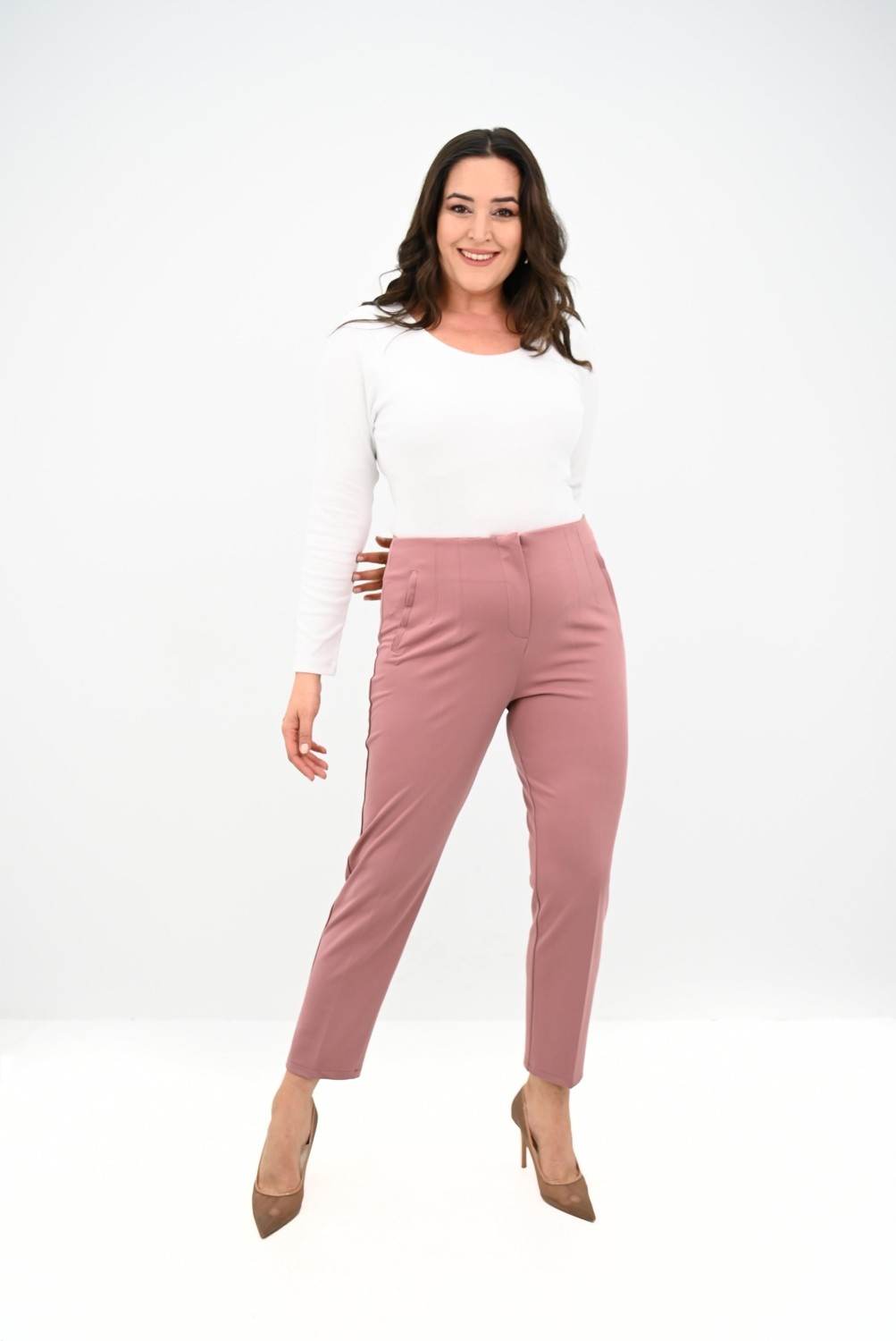 Moda Xlarge Kadın Büyük Beden Yüksek Bel Esnek Klasik Pantolon 6311-25