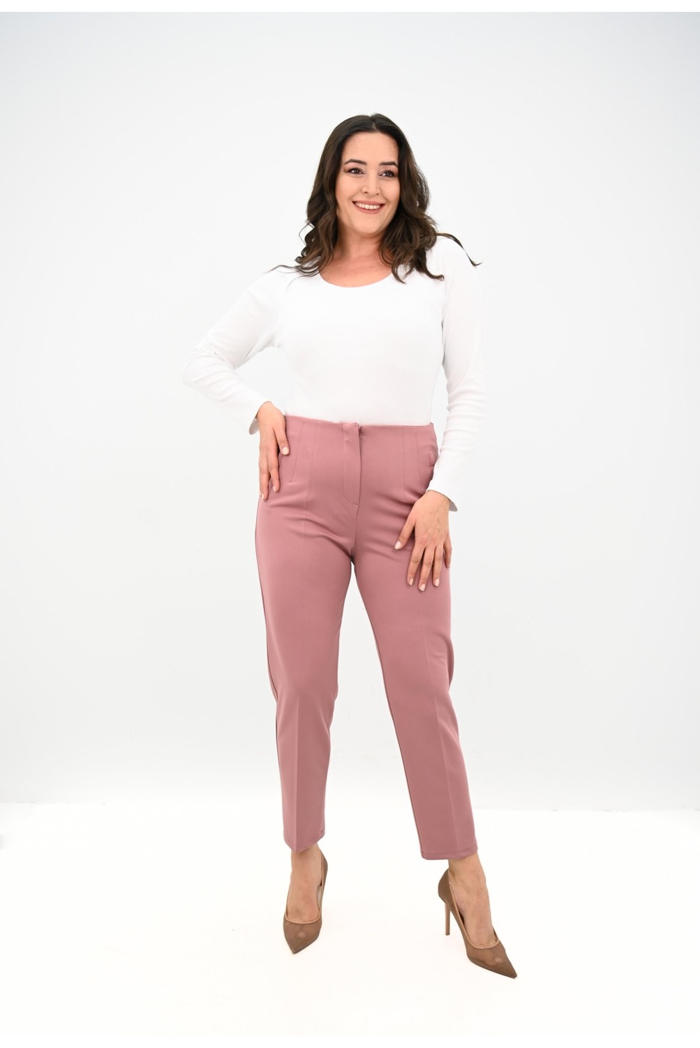 Moda Xlarge Kadın Büyük Beden Yüksek Bel Esnek Klasik Pantolon 6311-25 görsel 2