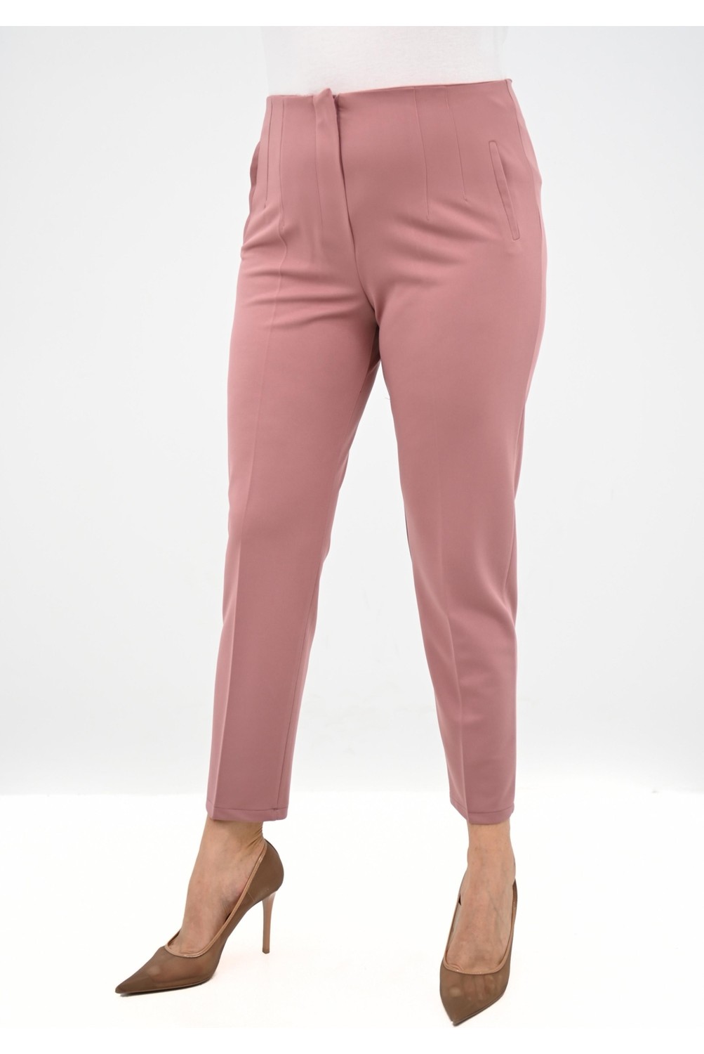 Moda Xlarge Kadın Büyük Beden Yüksek Bel Esnek Klasik Pantolon 6311-25 görsel 4