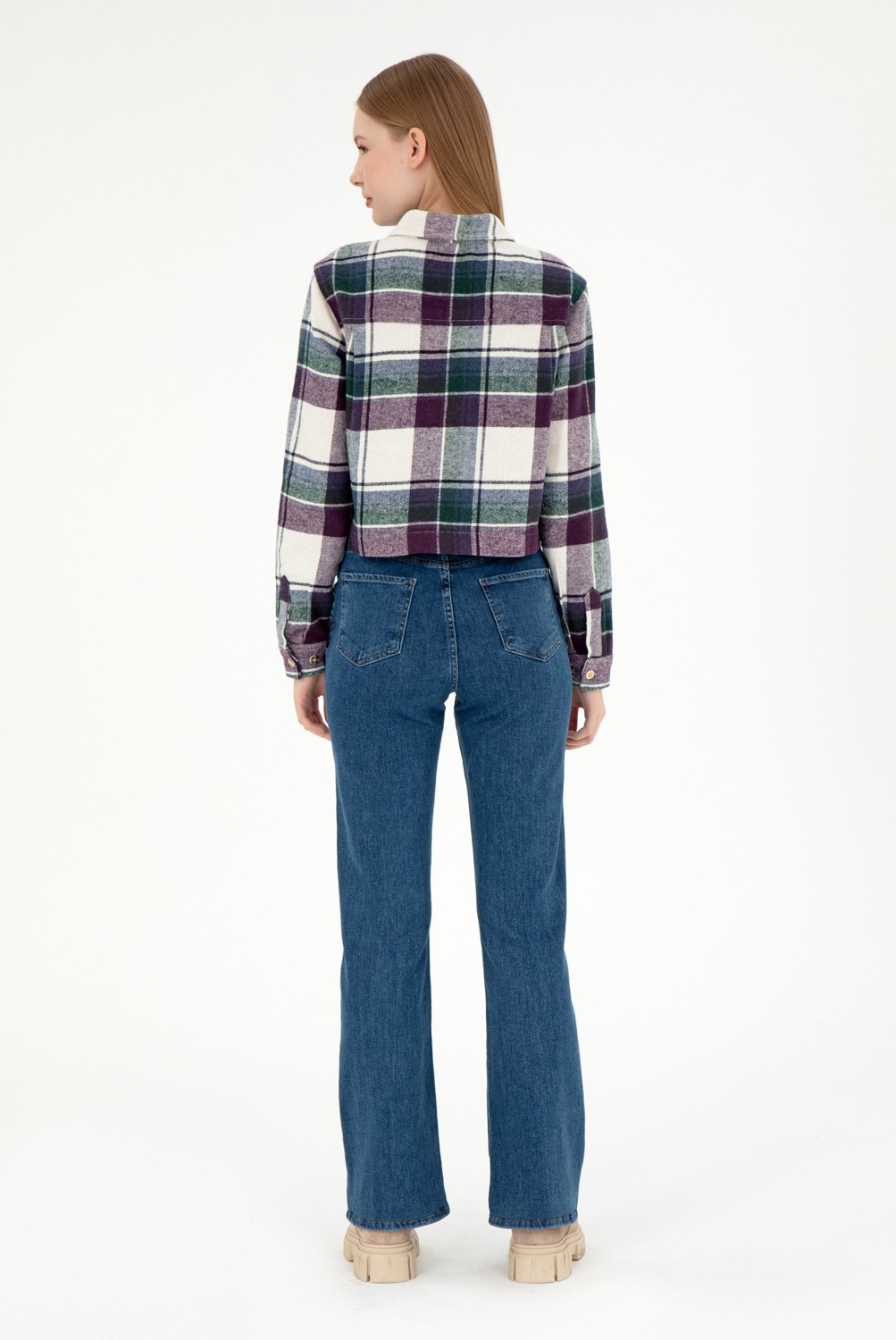 U.S. Polo Assn. Kadın Mavi Slim Flare Fit Jean Pantolon 50295426-DN0022 görsel 4