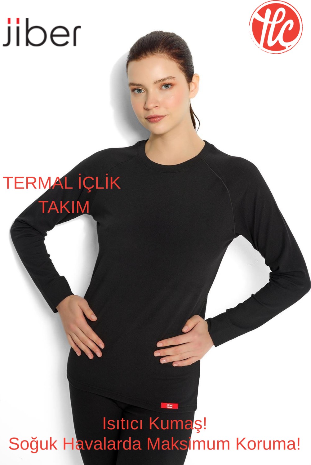 Jiber Kadın Yuvarlak Yaka Nem ve Koku Yapmaz Isıtıcılı Termal Alt Üst Set Içlik Takım (Çorap Hediyeli) görsel 2