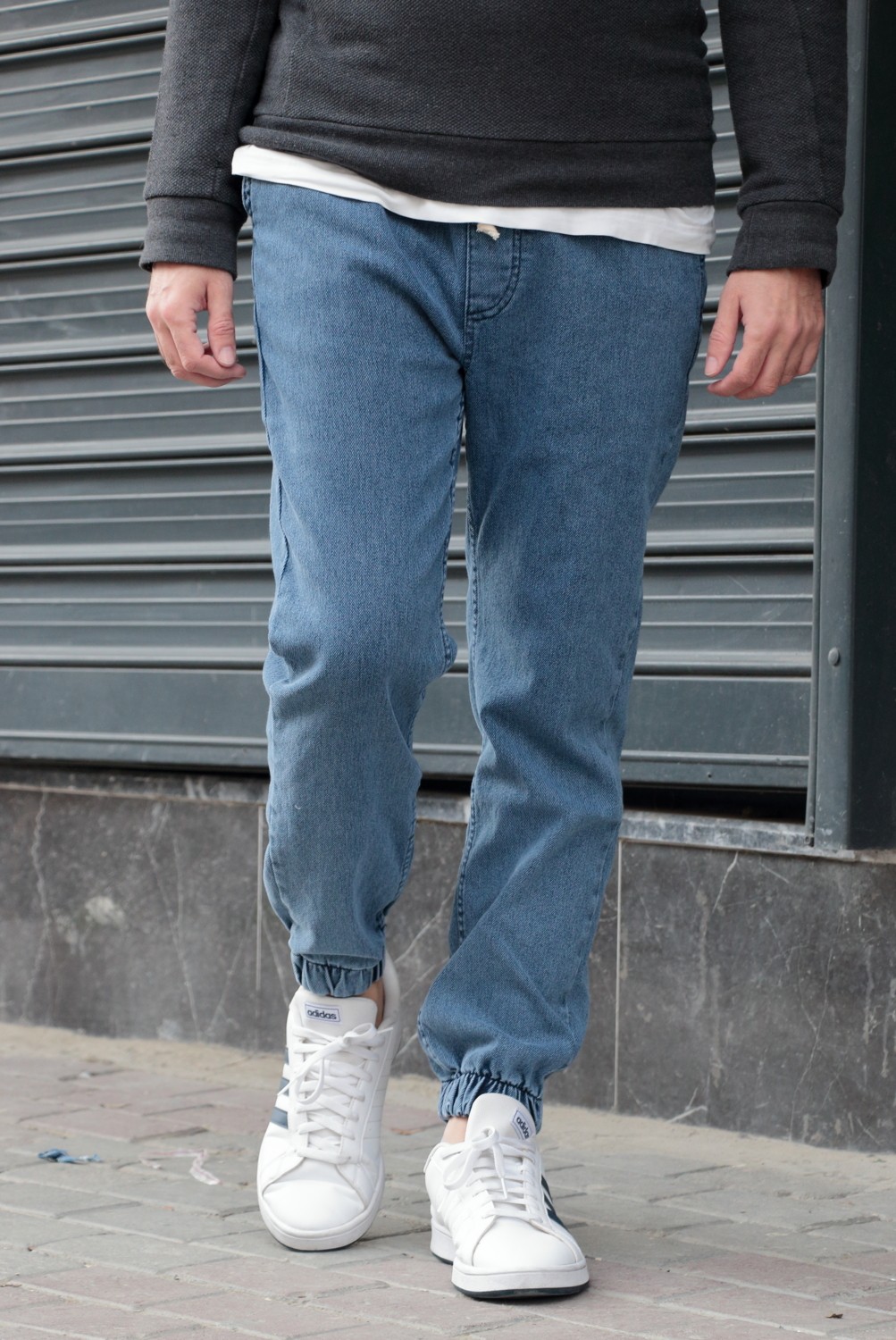 Greenpoll Erkek Siyah Jogger Kot Pantolon - Lastikli Bel ve Paça, Yıkamalı Denim