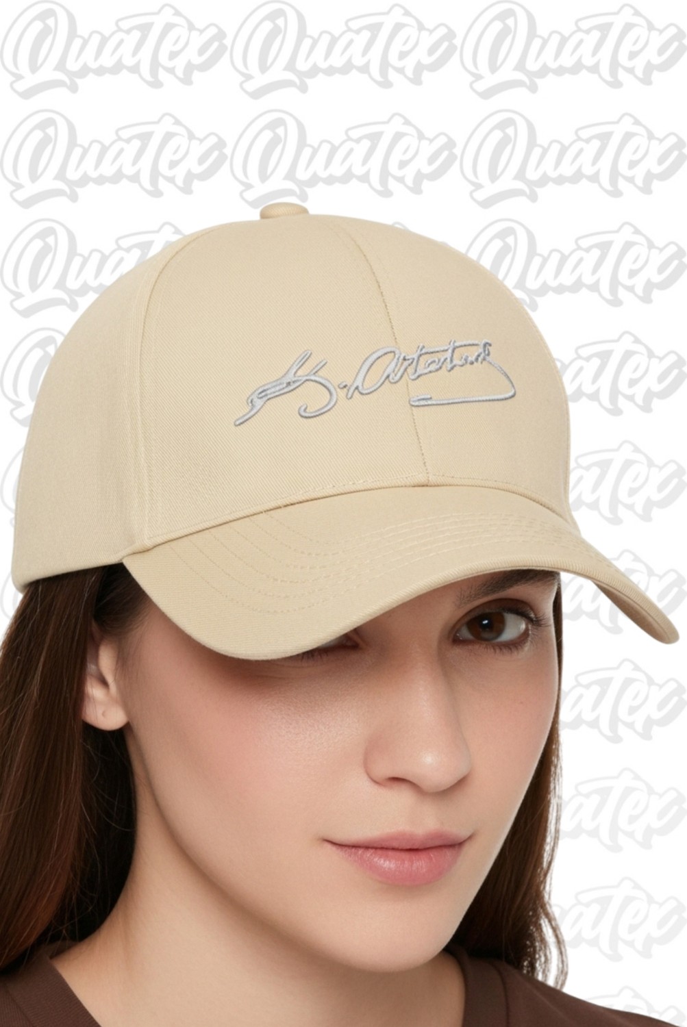 Quatex Atatürk Nakışlı Şapka, Krem %100 Pamuk Gabardin Unisex Model görsel 2