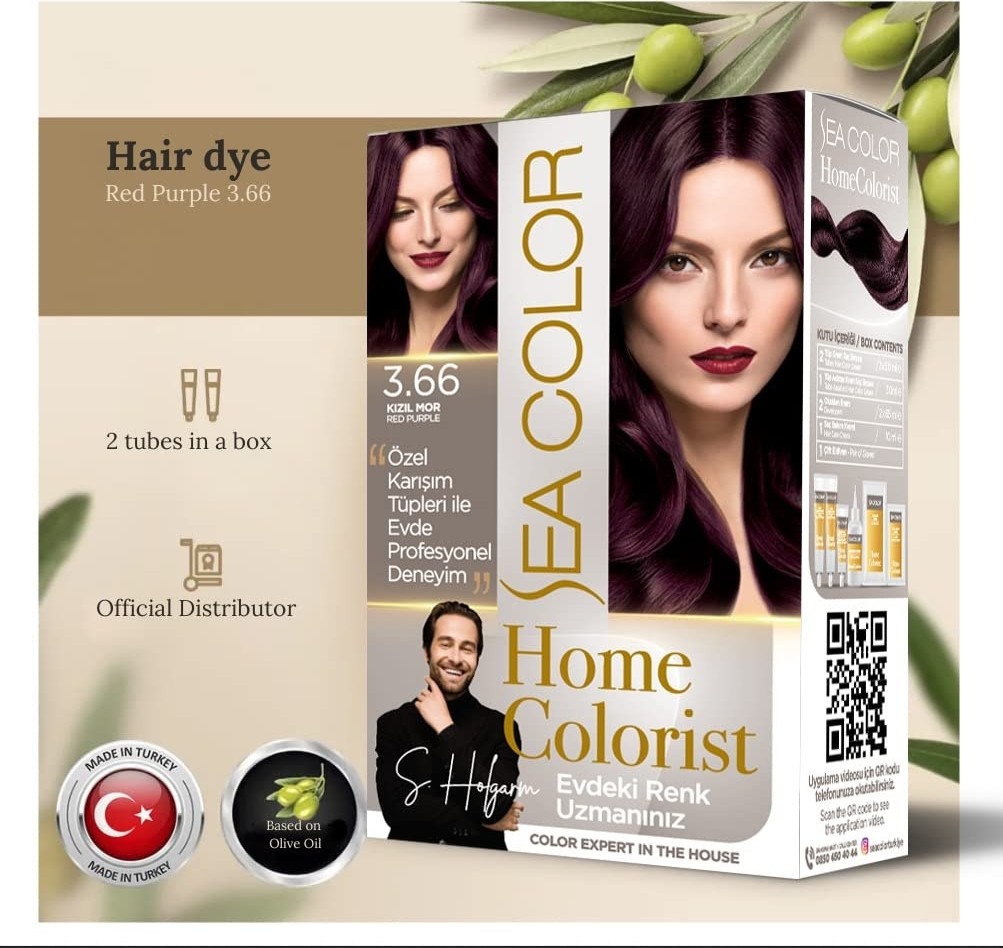Aesco Sea Color Home Colorist Set Saç Boyası 3.66 Kızıl Mor Red Purple