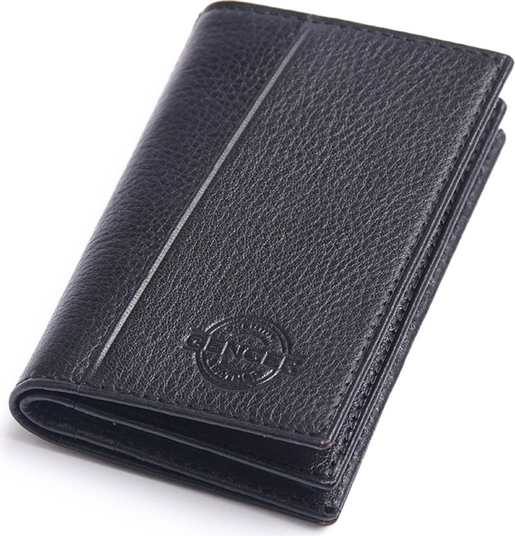Gencer Leather Hakiki Deri Dikey Kartlık Siyah
