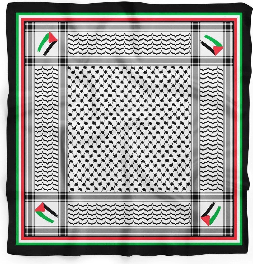 Tua İpek Filistin Kefiye Desen 55X55CM Bandana/fular görsel 2