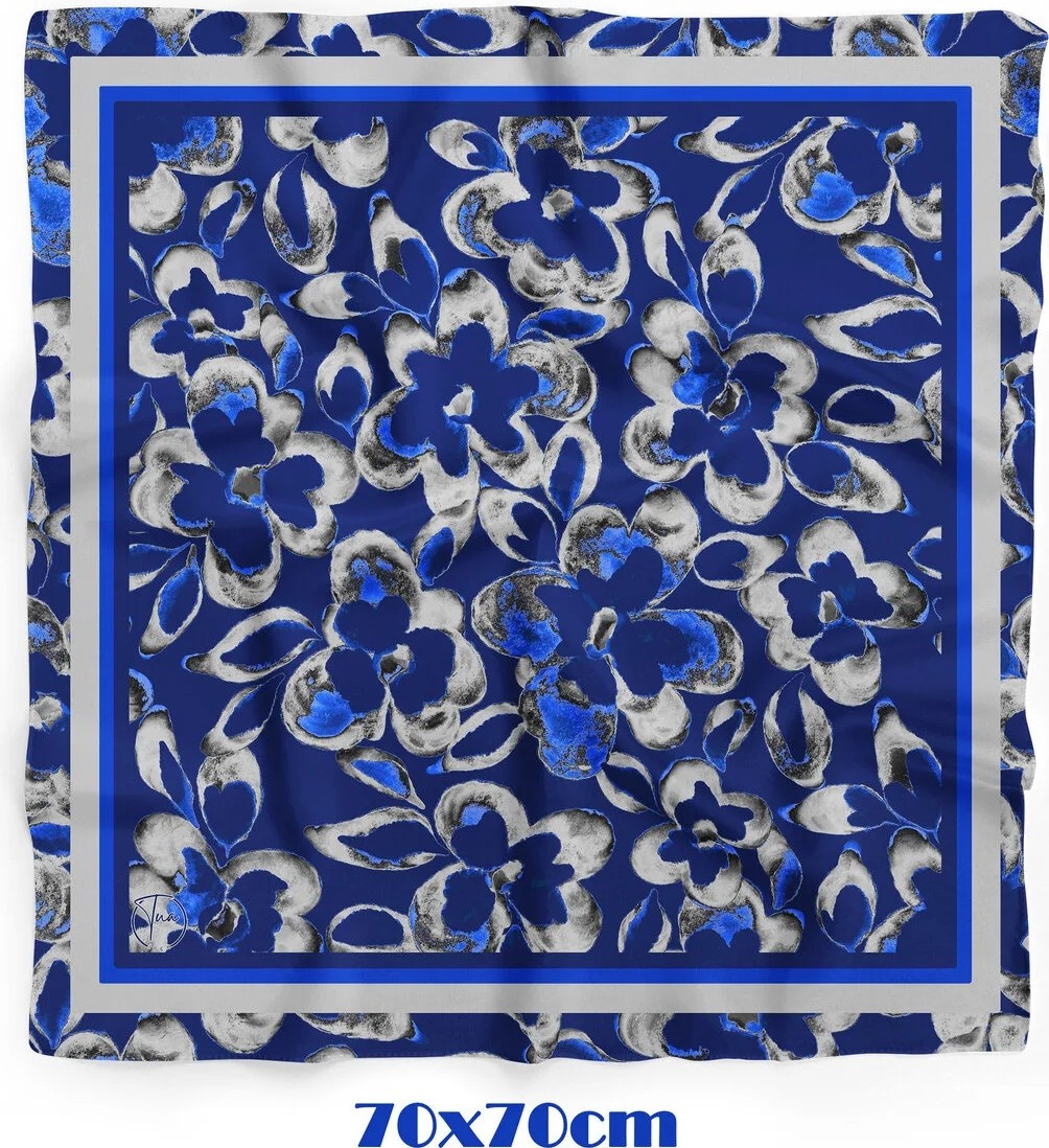 Blue Aura Desen 70*70CM Bandana/fular görsel 2