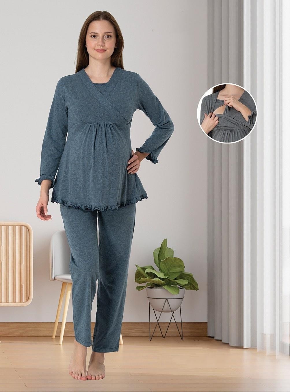 Effort Dvina Effortt Lohusa Pijama Takımı Lacivert - 4042