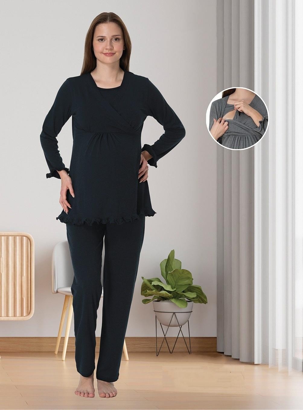 Effort Dvina Effortt Lohusa Pijama Takımı Lacivert - 4042 görsel 2