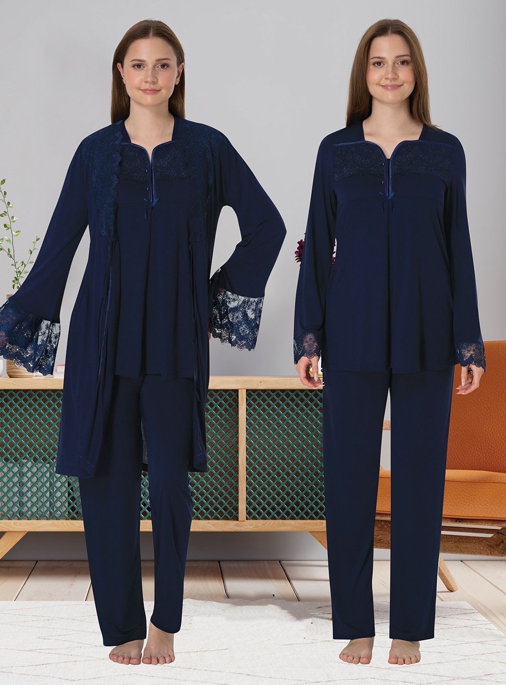 Effort Dvina Effortt Lohusa Sabahlıklı Pijama Takımı Pembe - 4084