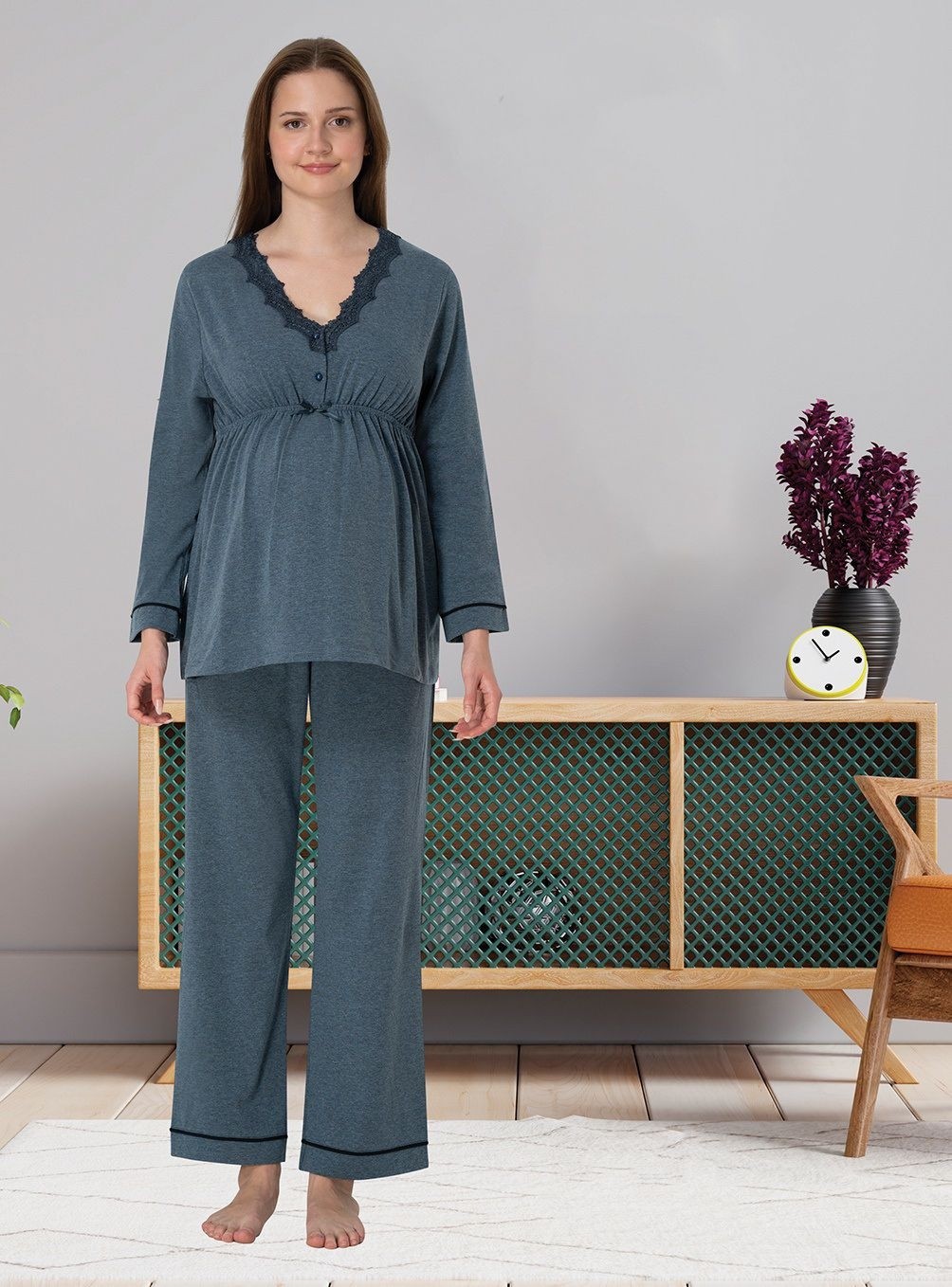 Effort Dvina Effortt Lohusa Pijama Takımı Lacivert - 3052 görsel 2