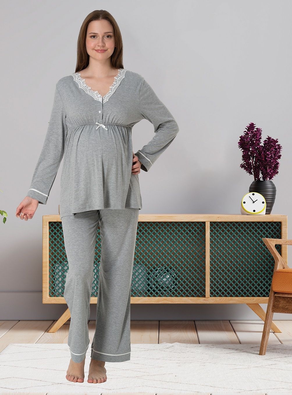 Effort Dvina Effortt Lohusa Pijama Takımı Lacivert - 3052 görsel 6