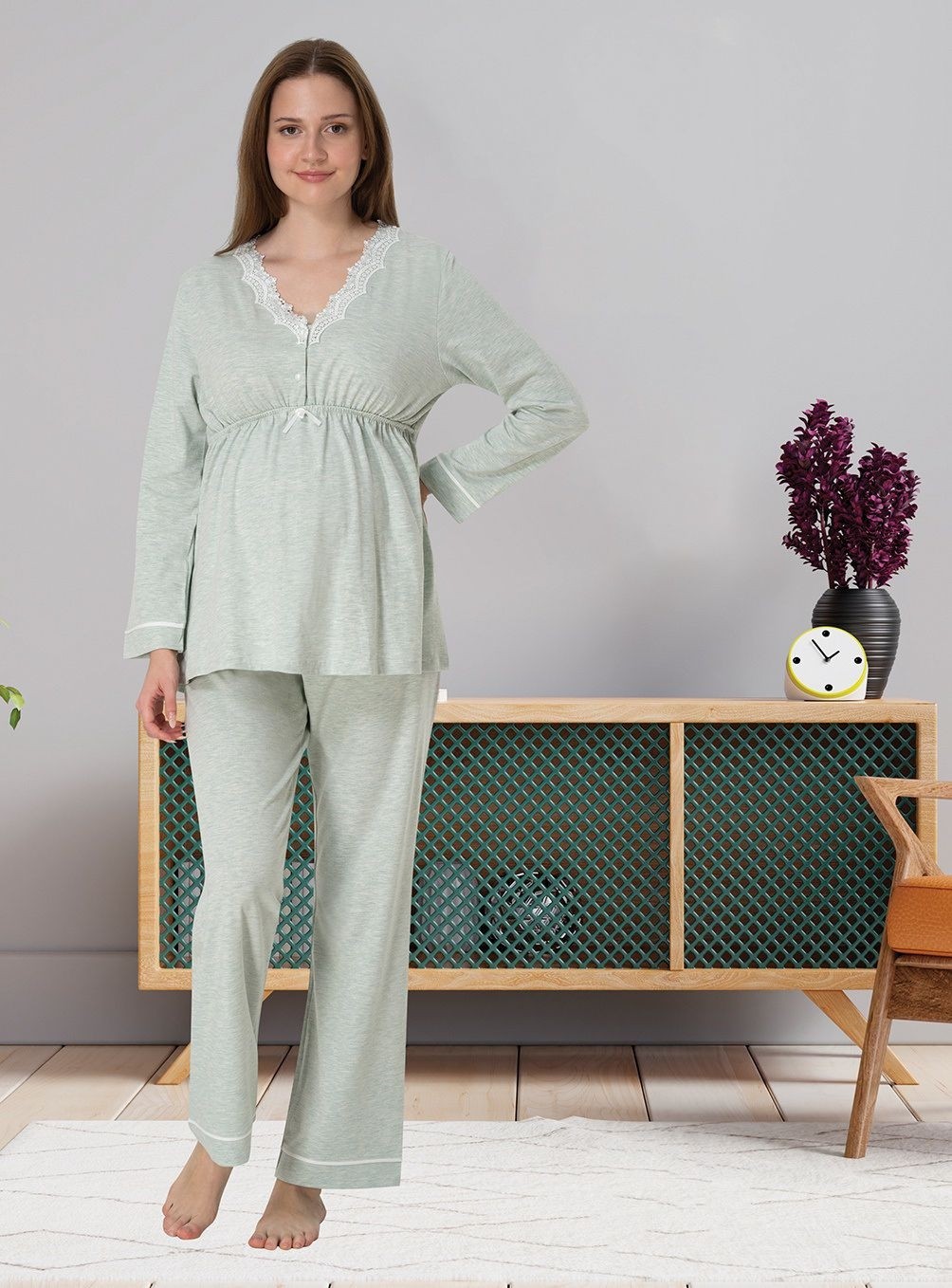 Effort Dvina Effortt Lohusa Pijama Takımı Lacivert - 3052 görsel 3