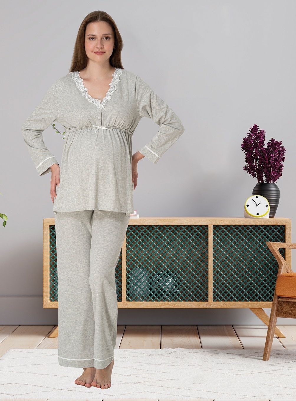 Effort Dvina Effortt Lohusa Pijama Takımı Lacivert - 3052 görsel 7