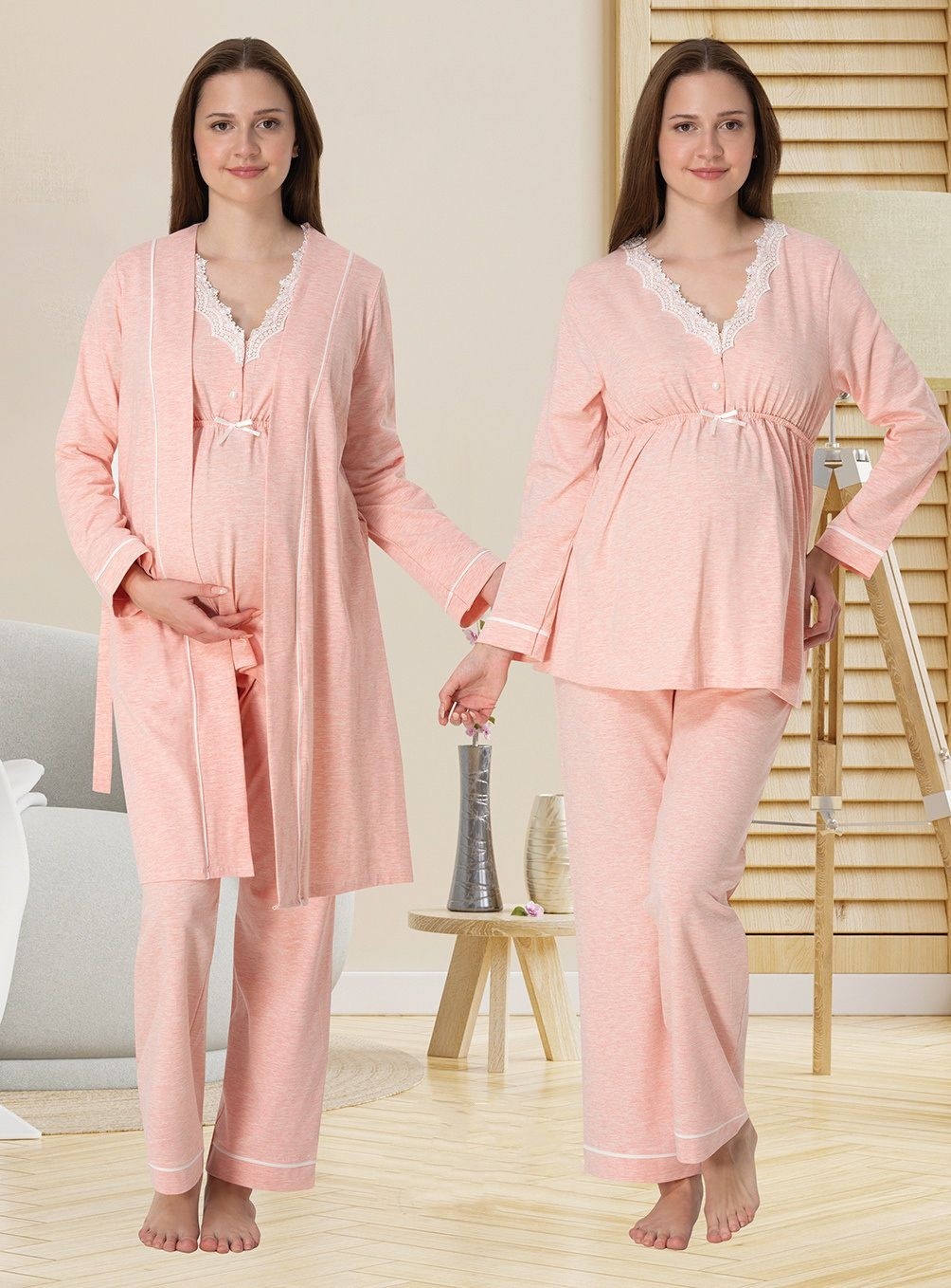 Effort Dvina Effortt Lohusa Sabahlıklı Pijama Takımı Antrasit - 3054 görsel 5