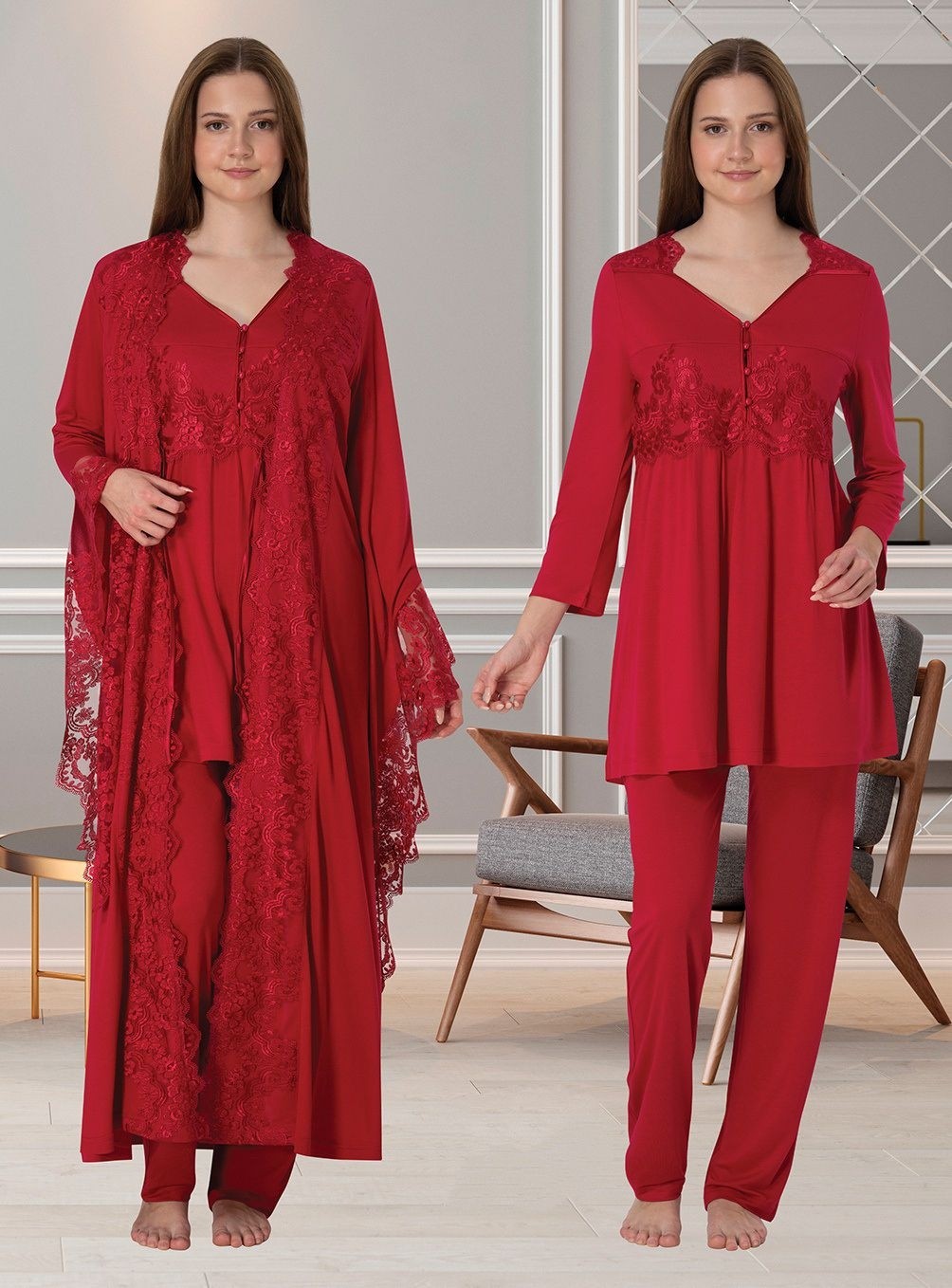 Effort t 3015 Sabahlıklı Lohusa Pijama Takım Prenses Model görsel 3
