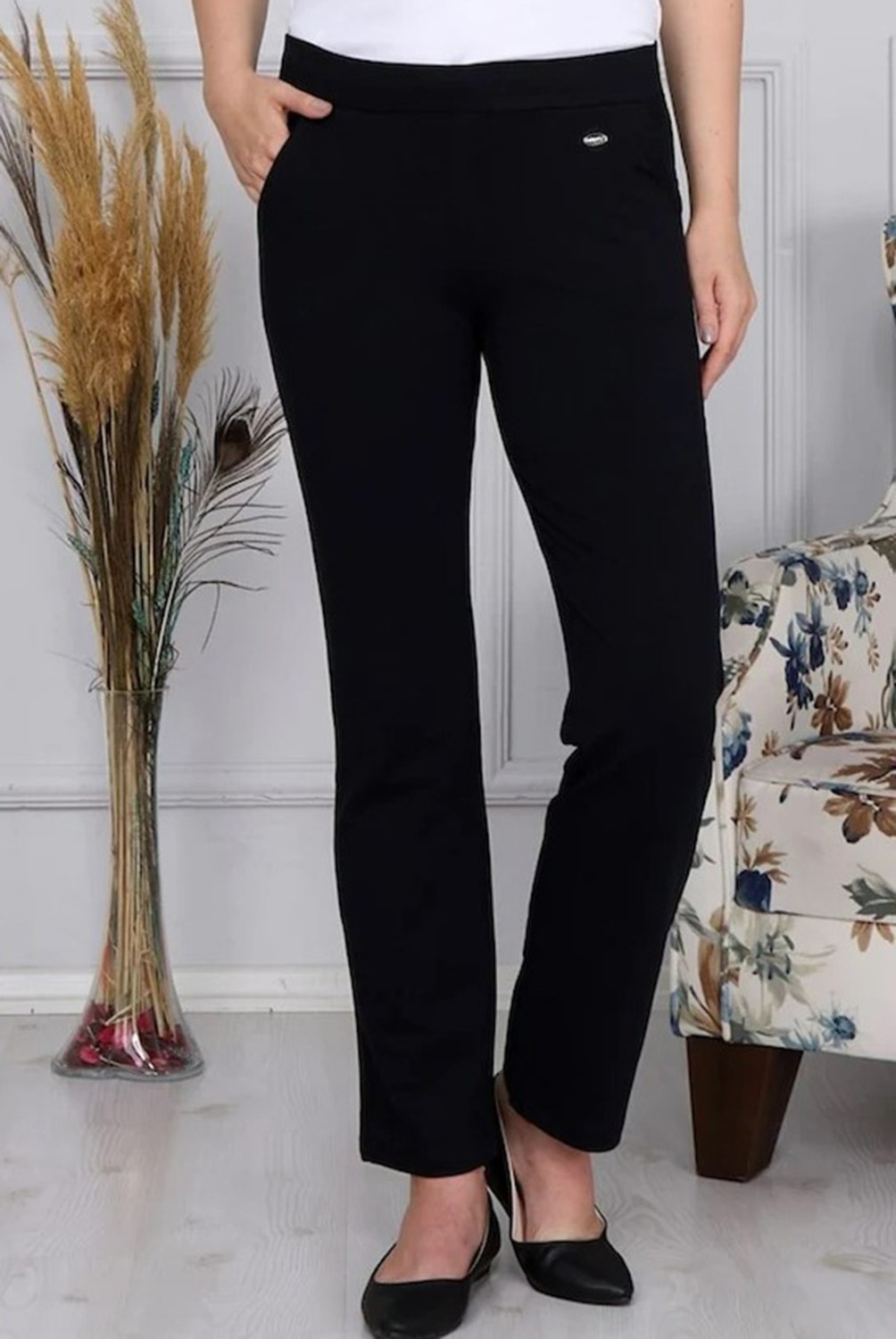 Remsa Spor Pantalon Görünümlü Kadın Eşofman Altı Siyah