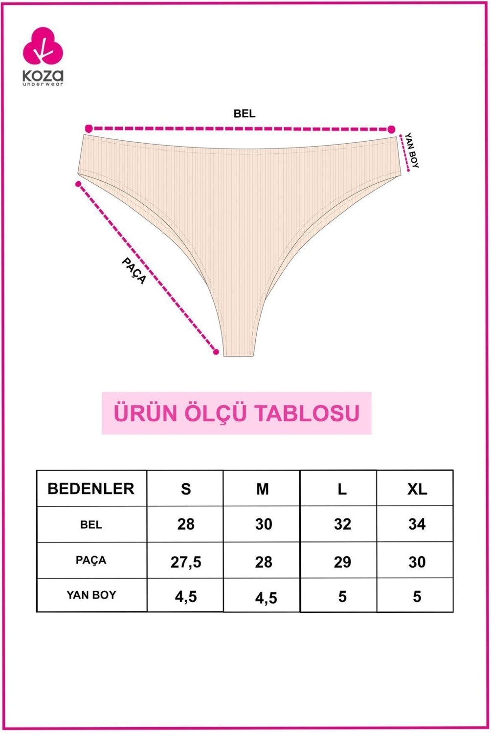 Koza İç Giyim Kadın 5'li Fitilli Brazilian Külot Örme Kumaş ile Rahat Tasarım Çok Renkli Set görsel 7