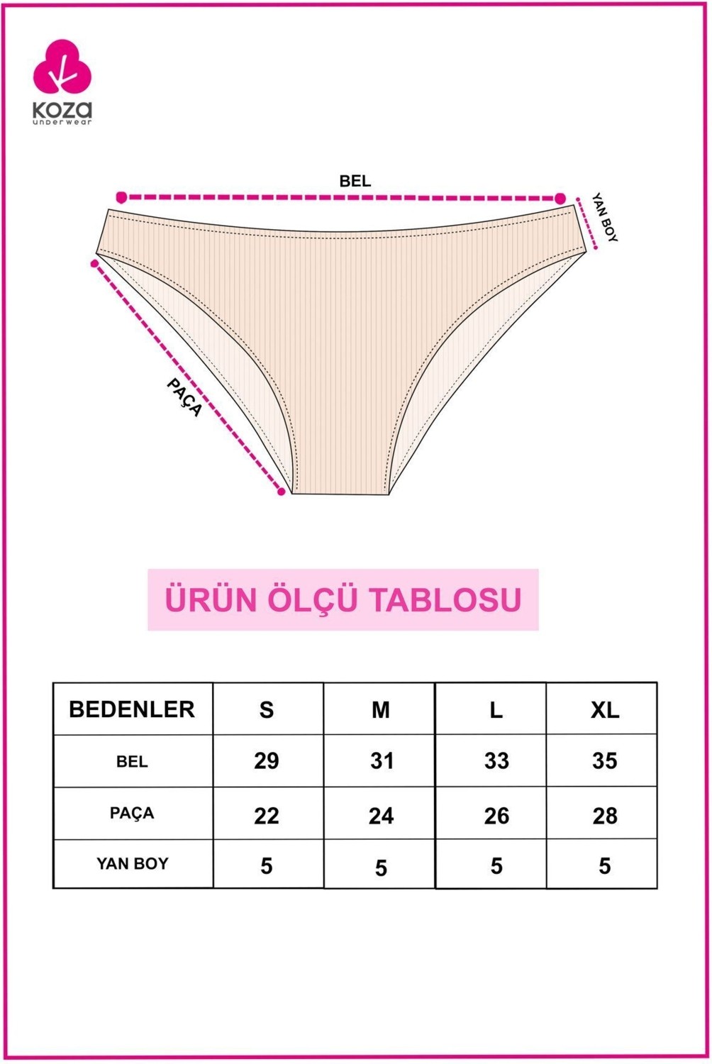 Koza İç Giyim Kadın 5'li Fitilli Külot görsel 5