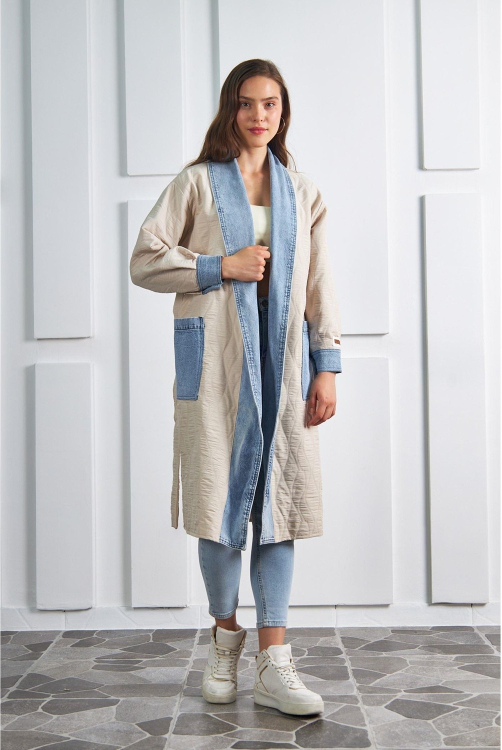 Tiffany & Tomato Kot Garnili Kapitone Kimono görsel 4