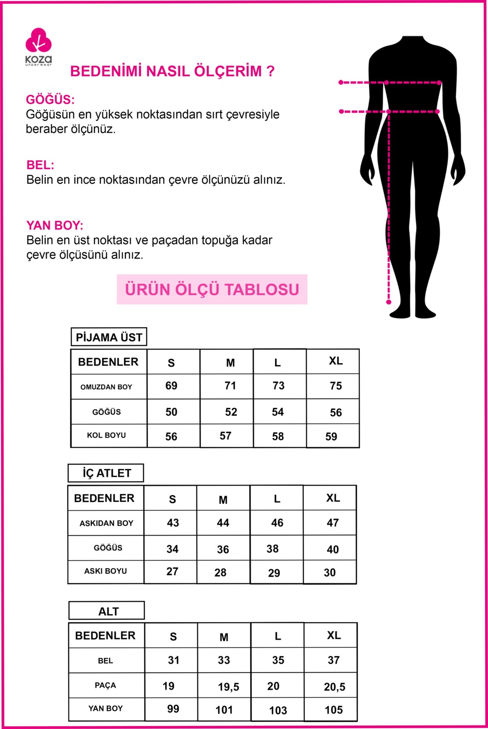 Koza İç Giyim Kadın 3'lü Çizgili Pamuklu Pijama Takımı Uzun Kollu Gömlek Yaka Bordo-Pembe görsel 6