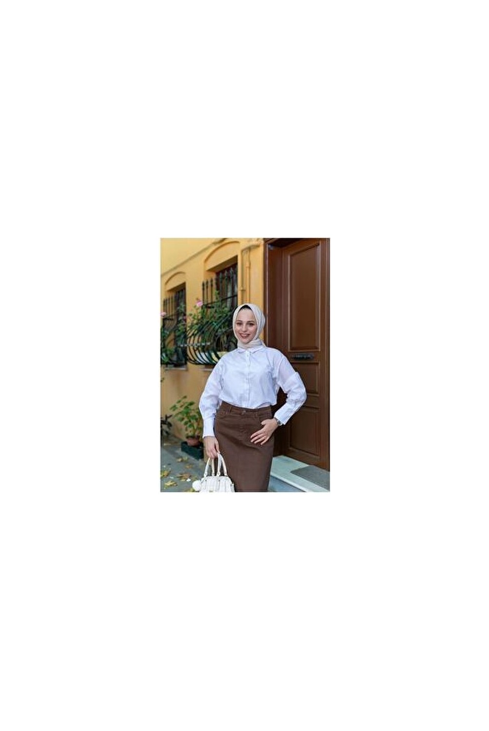 Vellichor Haki Tesettür Etek %100 Pamuk Doğal Kumaş 90 Cm Uzunluk 76 Cm Bel Ölçüsü görsel 7