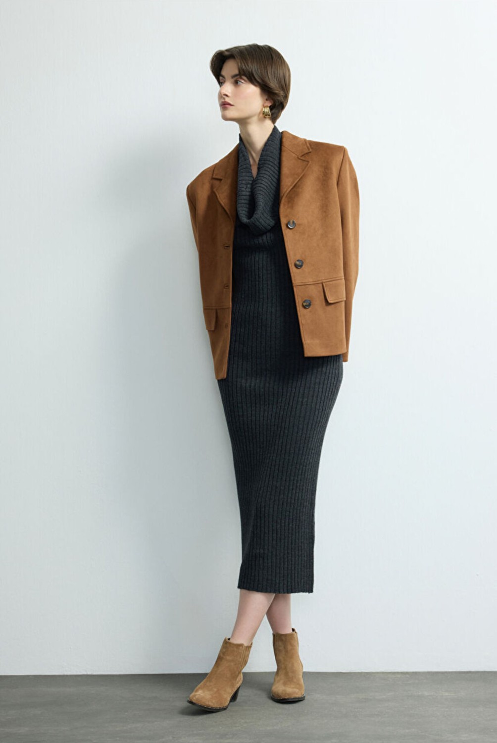 Love My Body Moda Tutkusu Süet Ceket Camel 119M2249000 görsel 8