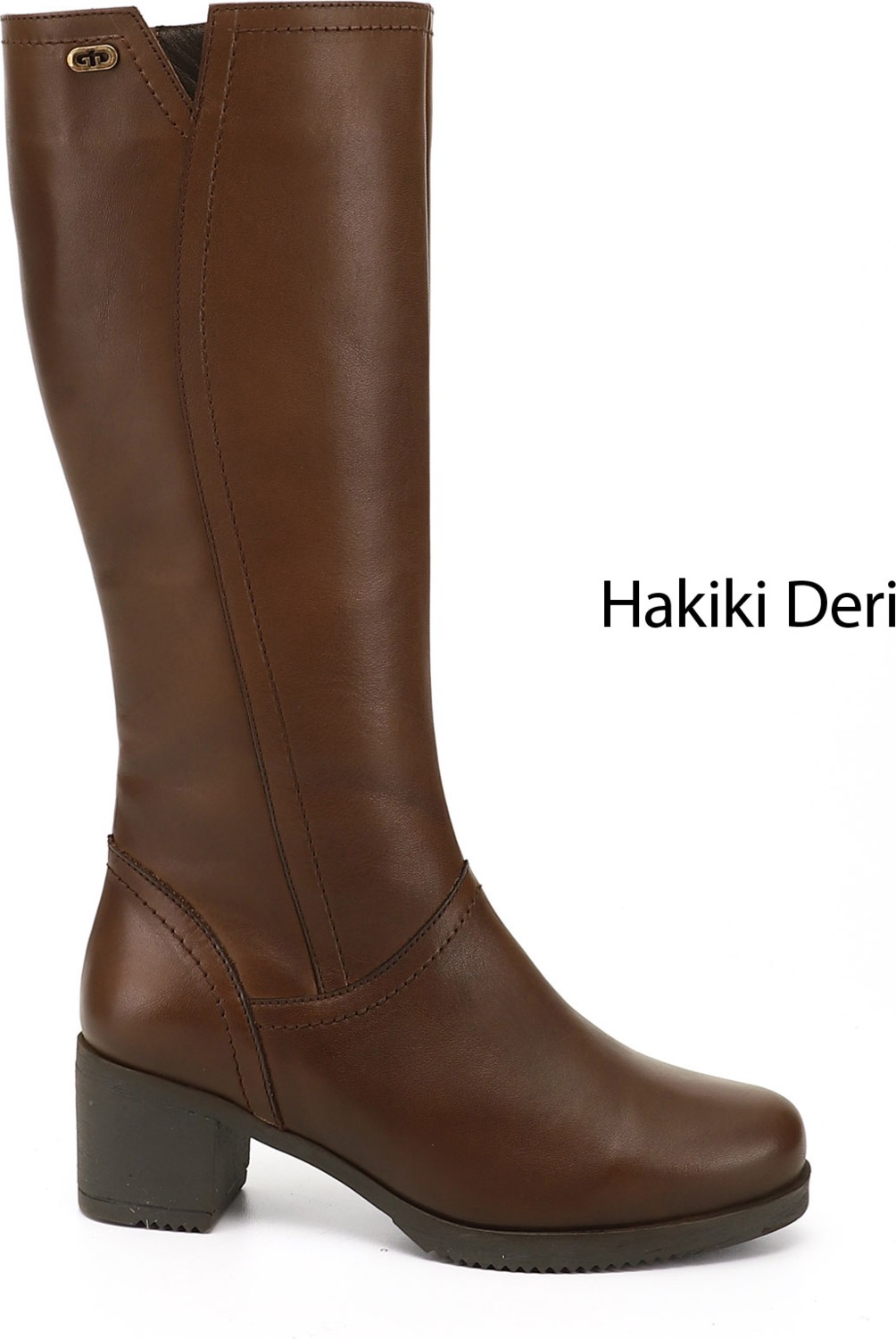 Gönderi(r) Kadın Siyah Fermuarlı Kalın Topuklu Hakiki Deri Çizme