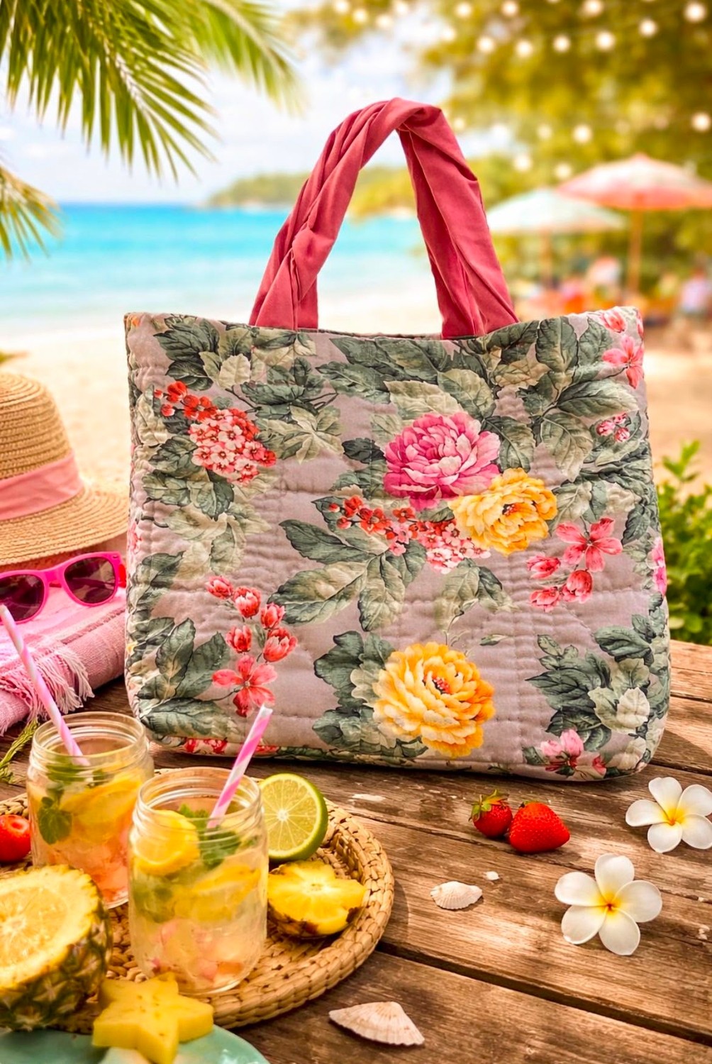 Çiçek Desenli Renkli Kapitone Portföy Çanta- El Yapımı Clutch- Abiye & Günlük Kullanım- Şık Kadın Çanta görsel 2