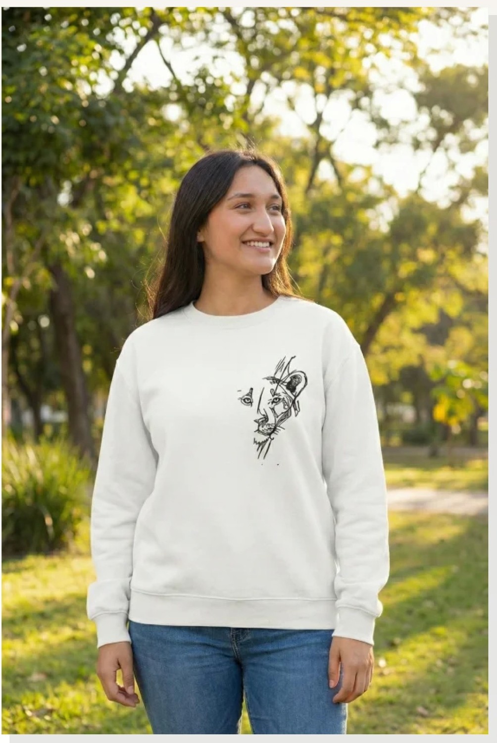 Modi Sevgililer Günü Özel Bisiklet Yaka Baskılı Oversize Sweatshirt Beyaz
