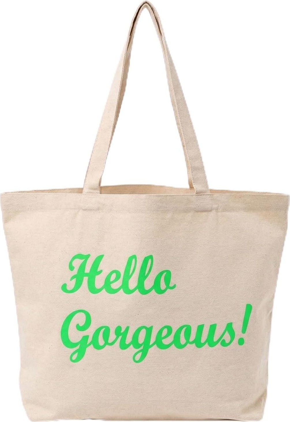 Hello Gorgeous Yazılı Büyük Boy Kanvas Bez Çanta - Plaj, Alışveriş ve Günlük Omuz Çantas�