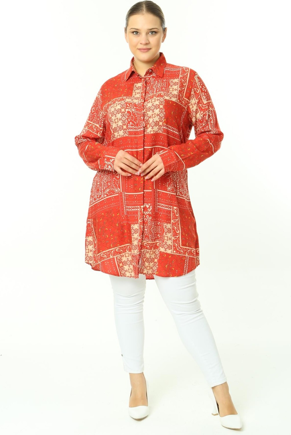 Ladies First Desenli Tunik 9000-D09 Pamuk Kumaş görsel 3
