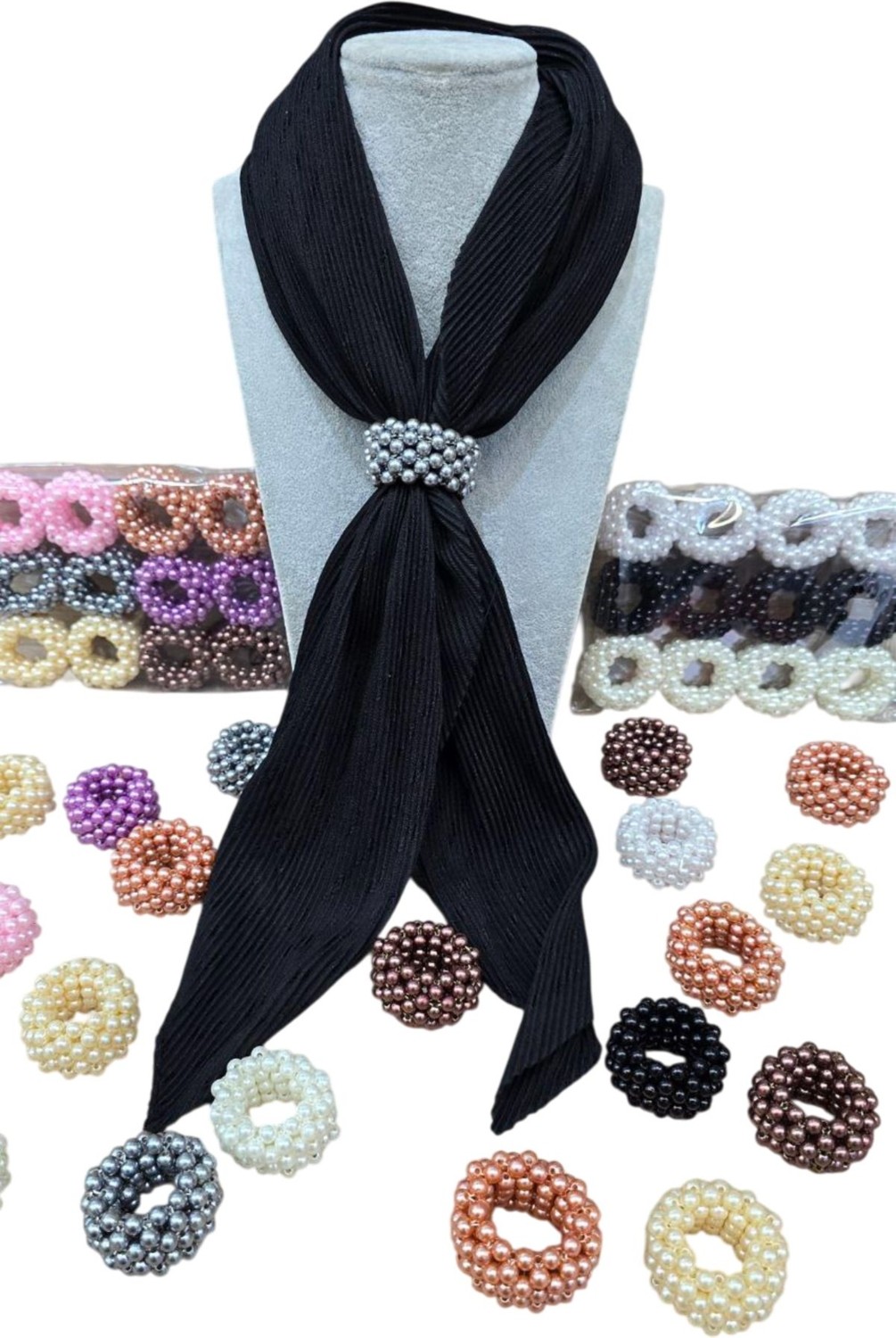 Melodi Scarf Kadın Tesettür Eşarp Yüzüğü Mor görsel 4