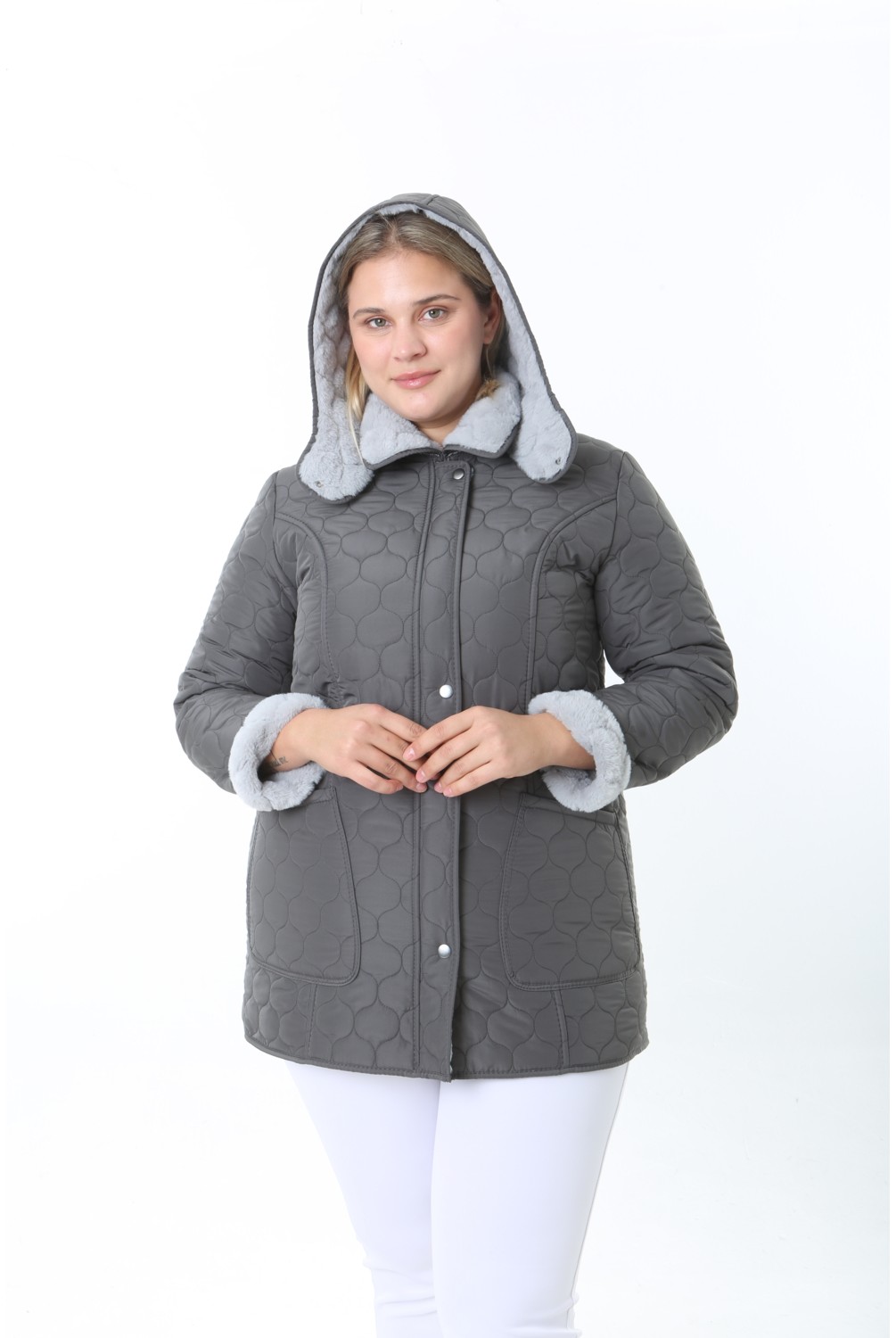 TUTveAL Collection Ithal, Yumuşak Kürklü, Su Itici Mont,büyük Beden, Tavşan Tüylü Kaban,kapitone Mont, Premium Seri görsel 8