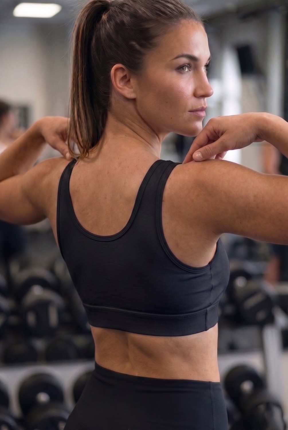 Mistirik Parina Model Sporcu Sütyeni Crop Kalın Askılı Seamless Model Spor Sütyeni Siyah Renk