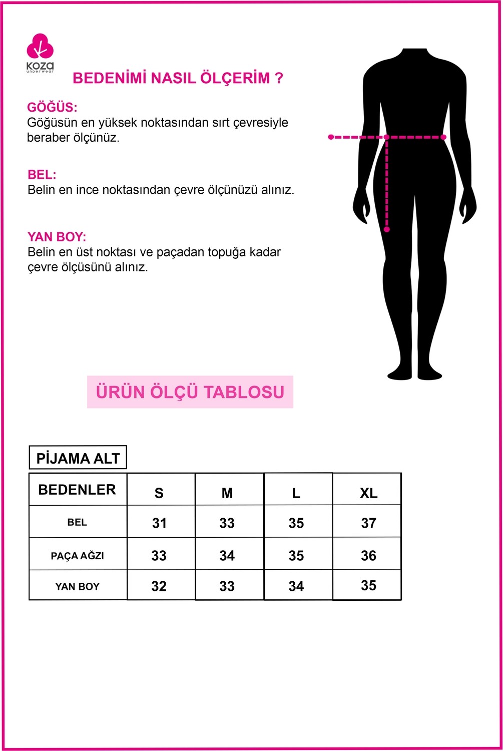 Koza İç Giyim Kadın 2'li Pamuklu Uzun Pijama Altı görsel 3