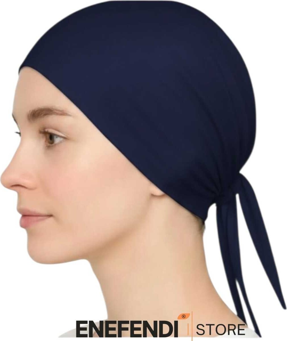 NF ND ENEFENDİ Silikonlu Düz Bone | Kaymayan Tesettür Hijab Iç Bone, Dikişsiz Lacivert Rahat ve Şık Kullanım görsel 3