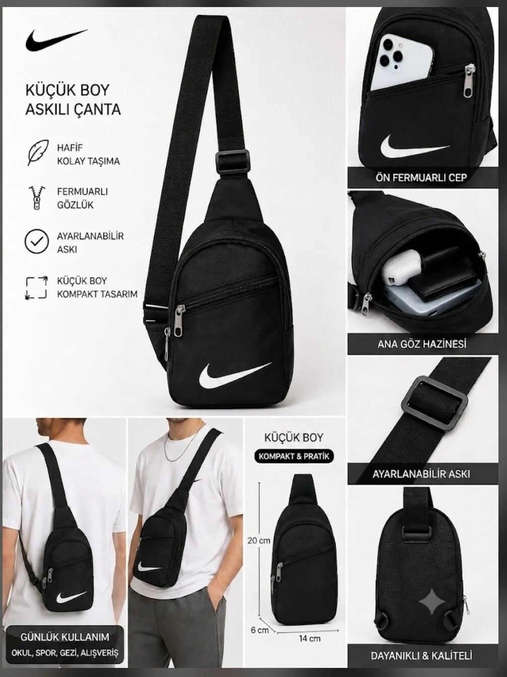 Trendol Fashion Life Küçük Boy Tek Askılı Çanta, Unisex Omuz ve Göğüs Çantası, Günlük Spor Seyahat Çantası görsel 2
