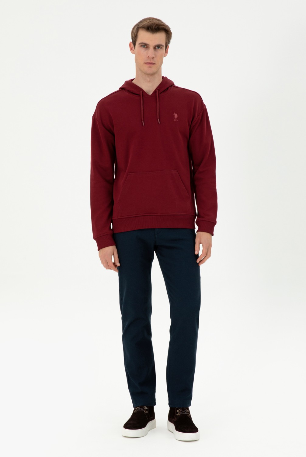 U.S. Polo Assn. Erkek Bordo Basic Sweatshirt 50298271-VR014 görsel 4