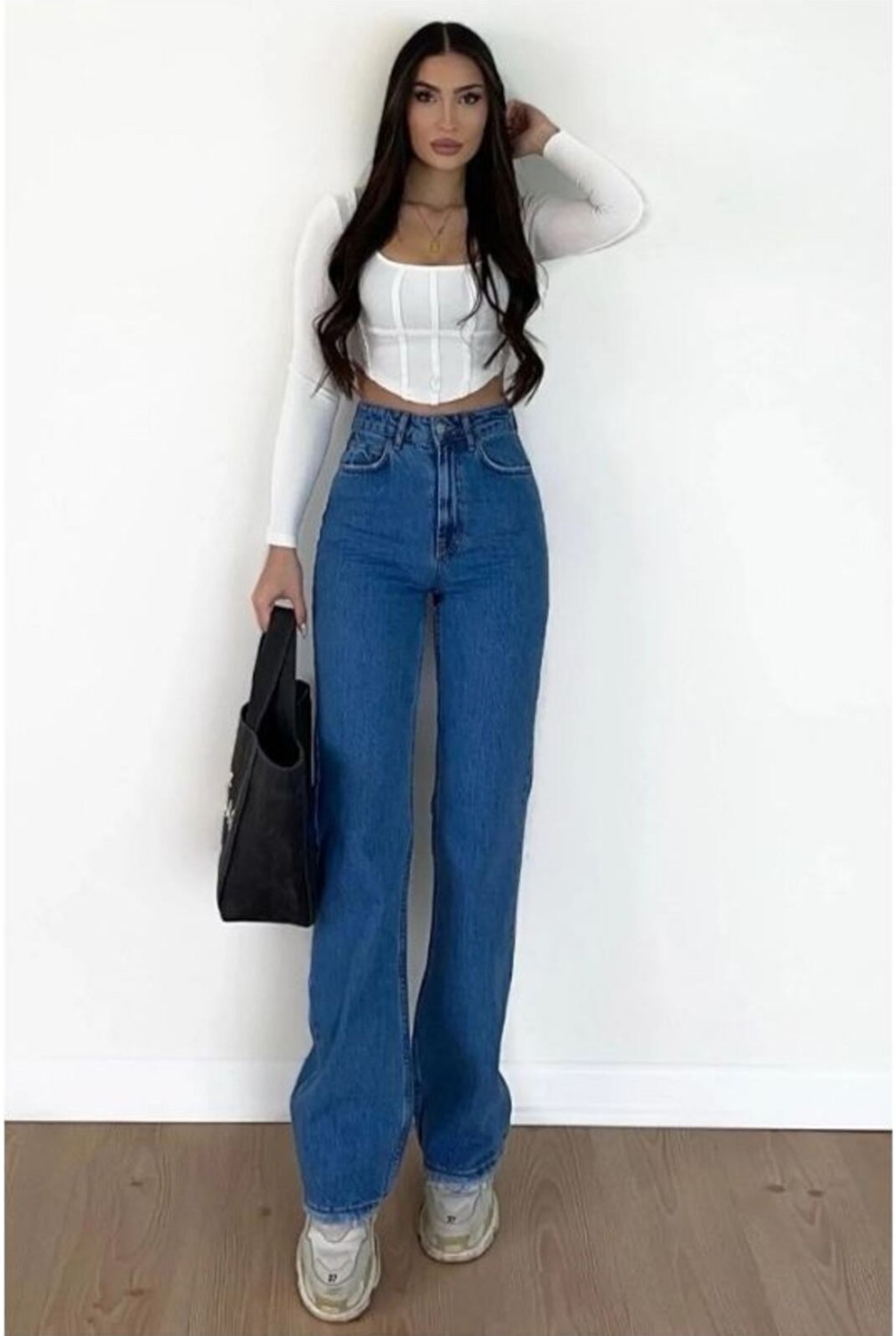 Bees Jeans Camelia Gold Ikon 90's Koyu Mavi Lacivert Süper Extra Yüksek Bel Palazzo Salaş Jean Pantolon görsel 2