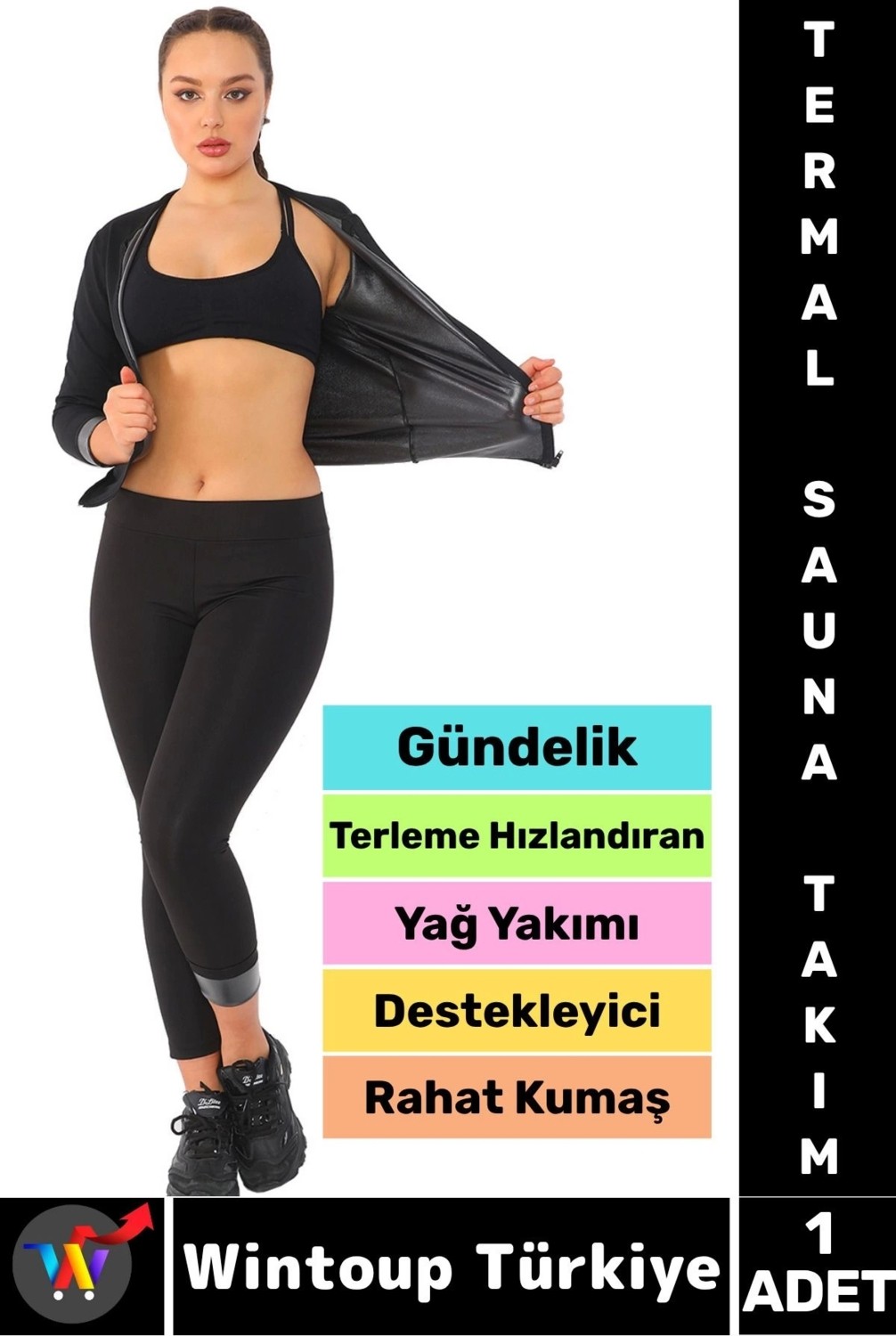 Wintoup Gündelik Spor Kullanım Terleme Hızlandıran Rahat Destekleyici Termal Sauna Uzun Kol Takım