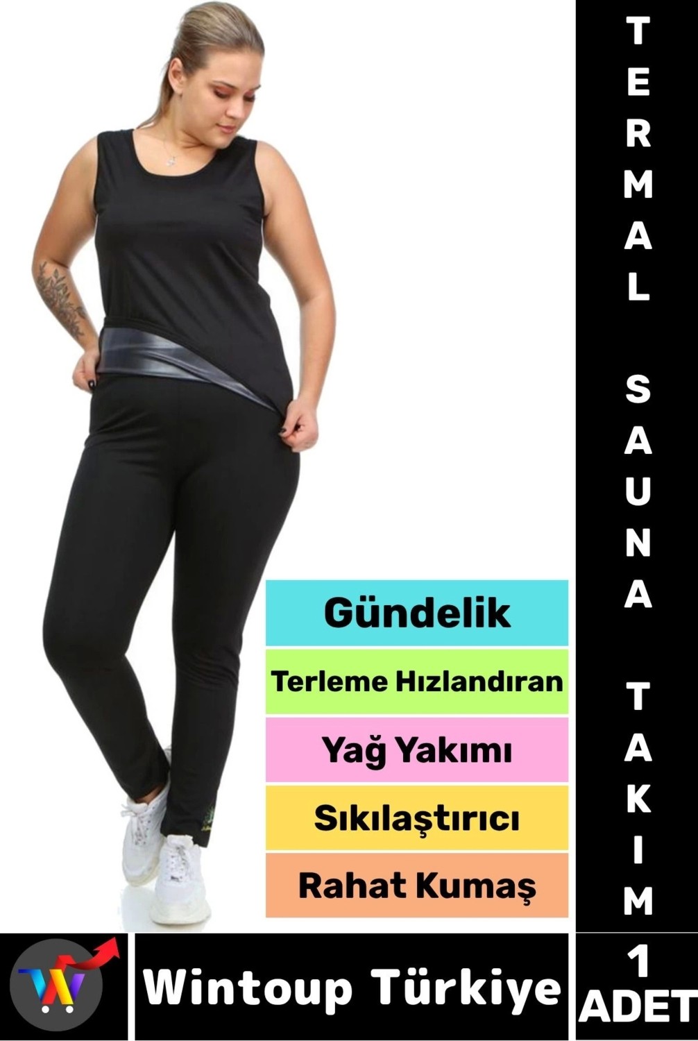 Wintoup Günlük Spor Kullanım Terleme Hızlandıran Rahat Destekleyici Termal Sauna Tayt Atlet Takım