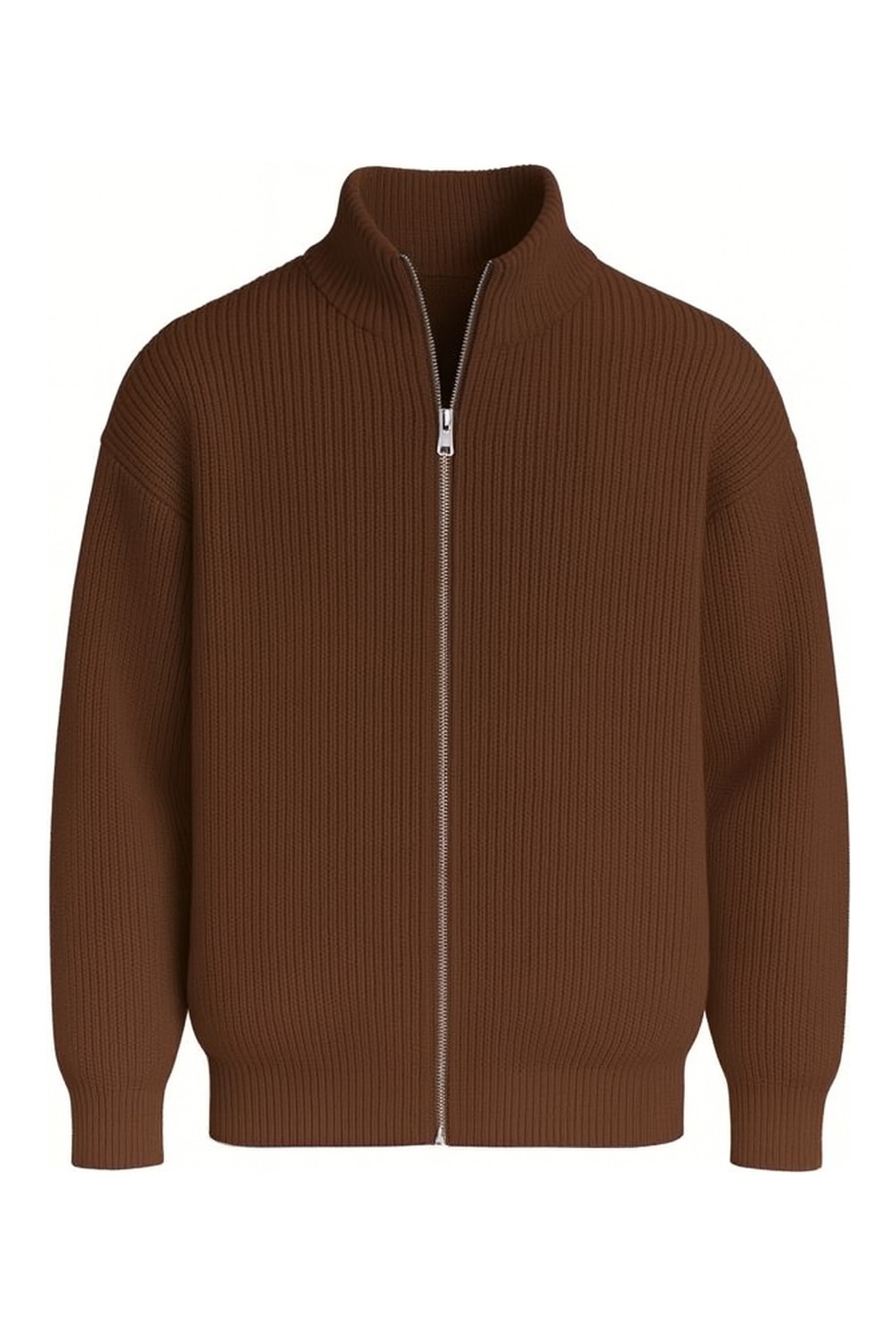 Valiberta Woody Oversize Selanik Örme Fermuarlı Erkek Hırka- Füme görsel 8