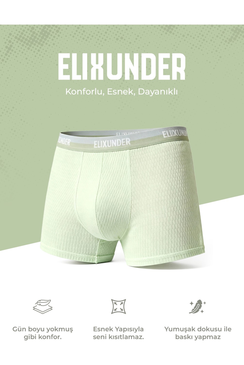 Elixunder 4'lü Erkek Boxer Terletmez Nefes Alabilen Pamuklu Boxer görsel 4