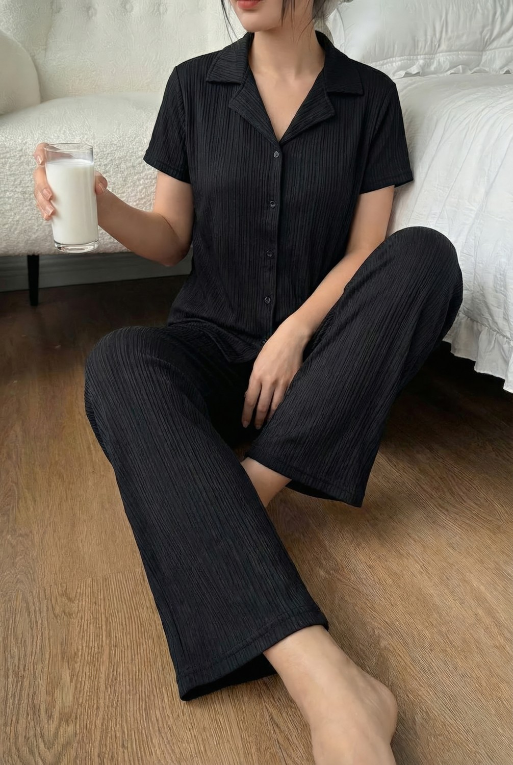Madame Clara Önden Düğmeli Pegasus Kısa Kollu Kadın Pijama Takımı