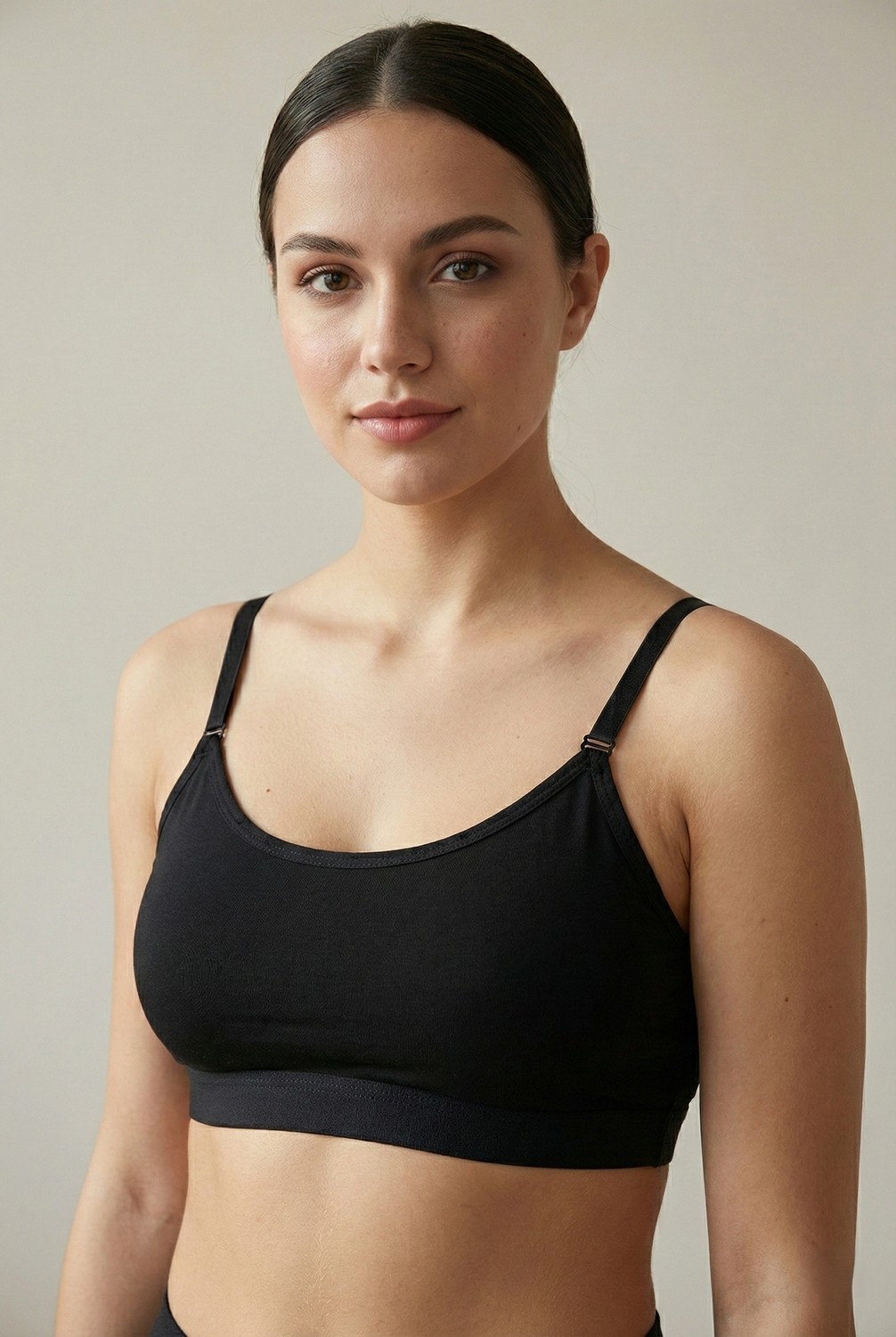 Underwear Bodyway 3'lü Set Pamuklu Basic Bralet | Çıkarılabilir Pedli, Ayarlanabilir Ip Askılı - Siyah + Beyaz + Gri görsel 2