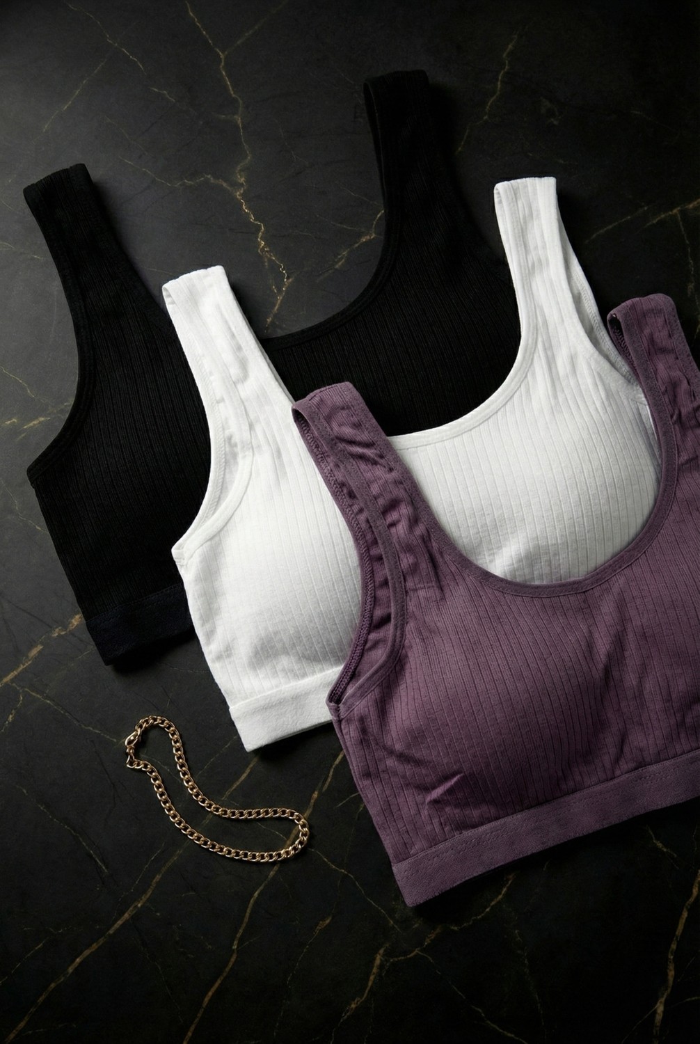 Underwear Bodyway 3'lü Set Büyük Beden Pedli Ribana Fitilli Büstiyer Kalın Askılı Battal Boy Yarım Atlet Sütyen